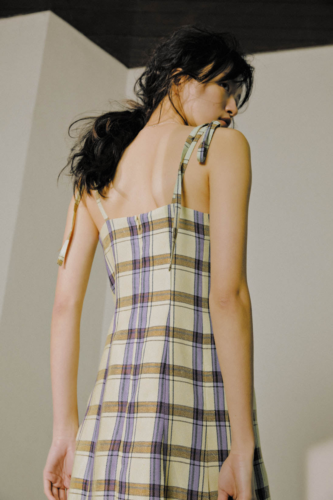 SUI checked midi dress