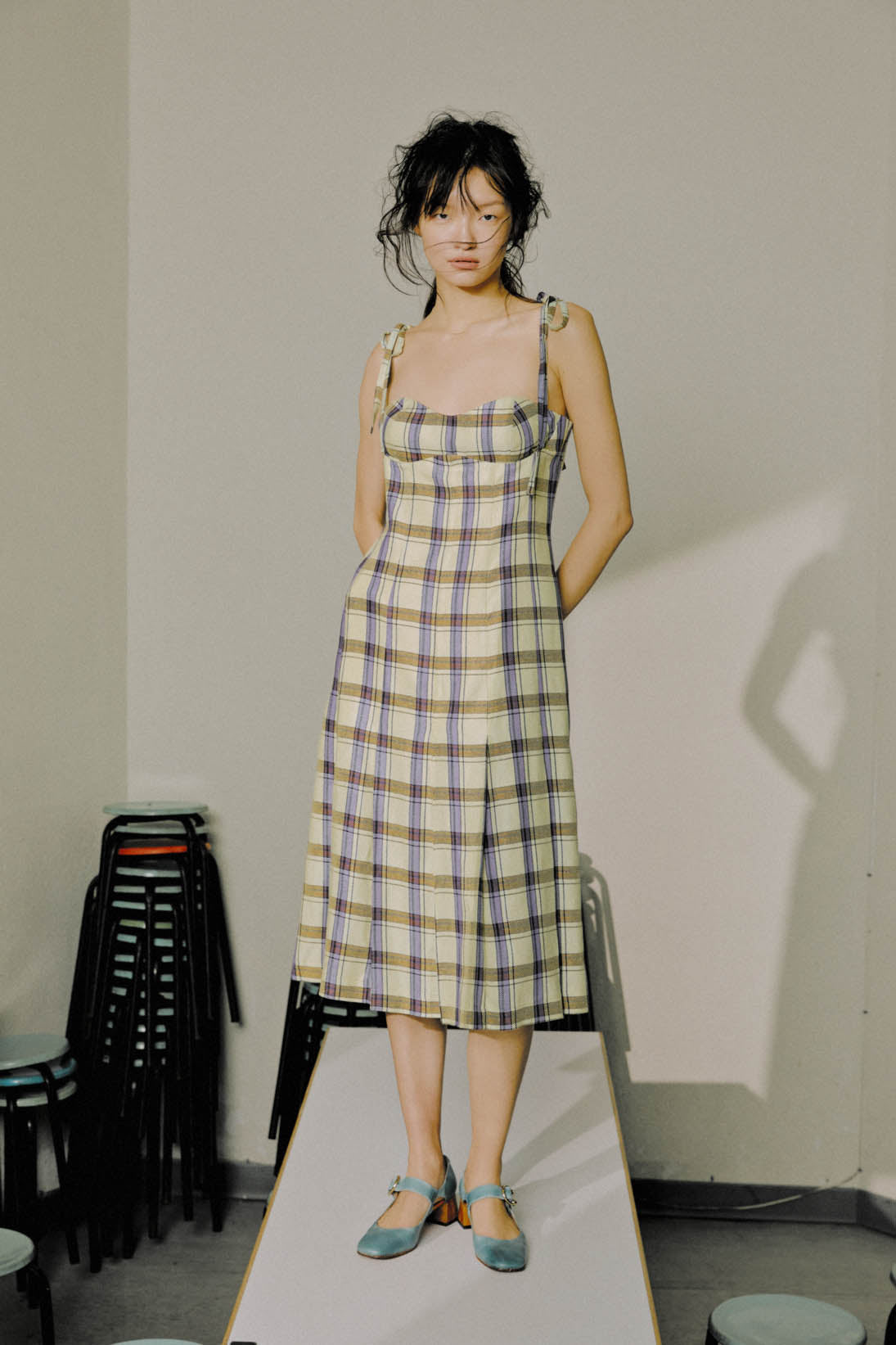 SUI checked midi dress